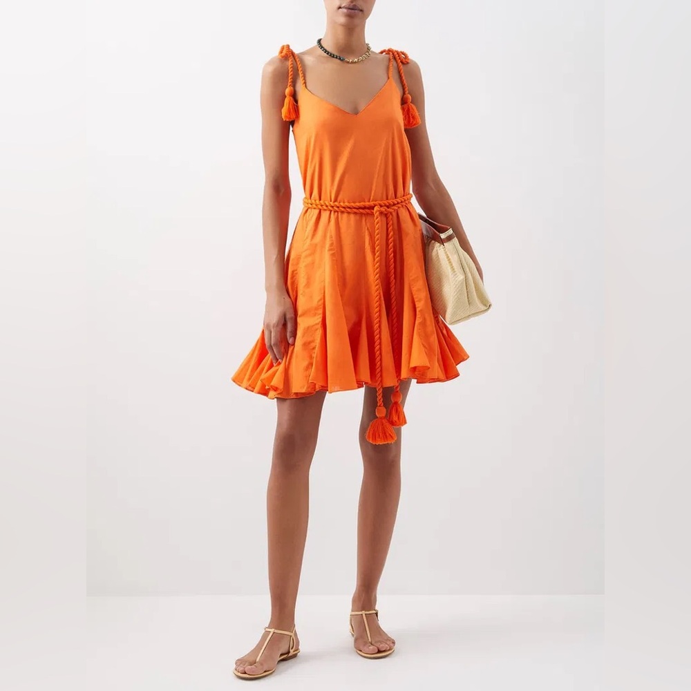 RHODE Casey Tassel Tie Dress in Persimmon Orange